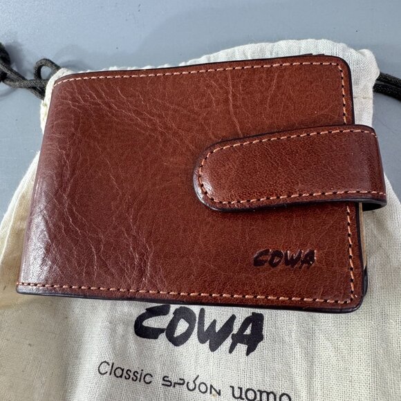 New COWA Classic Genuine Brown Leather Card Holder - Picture 2 of 8